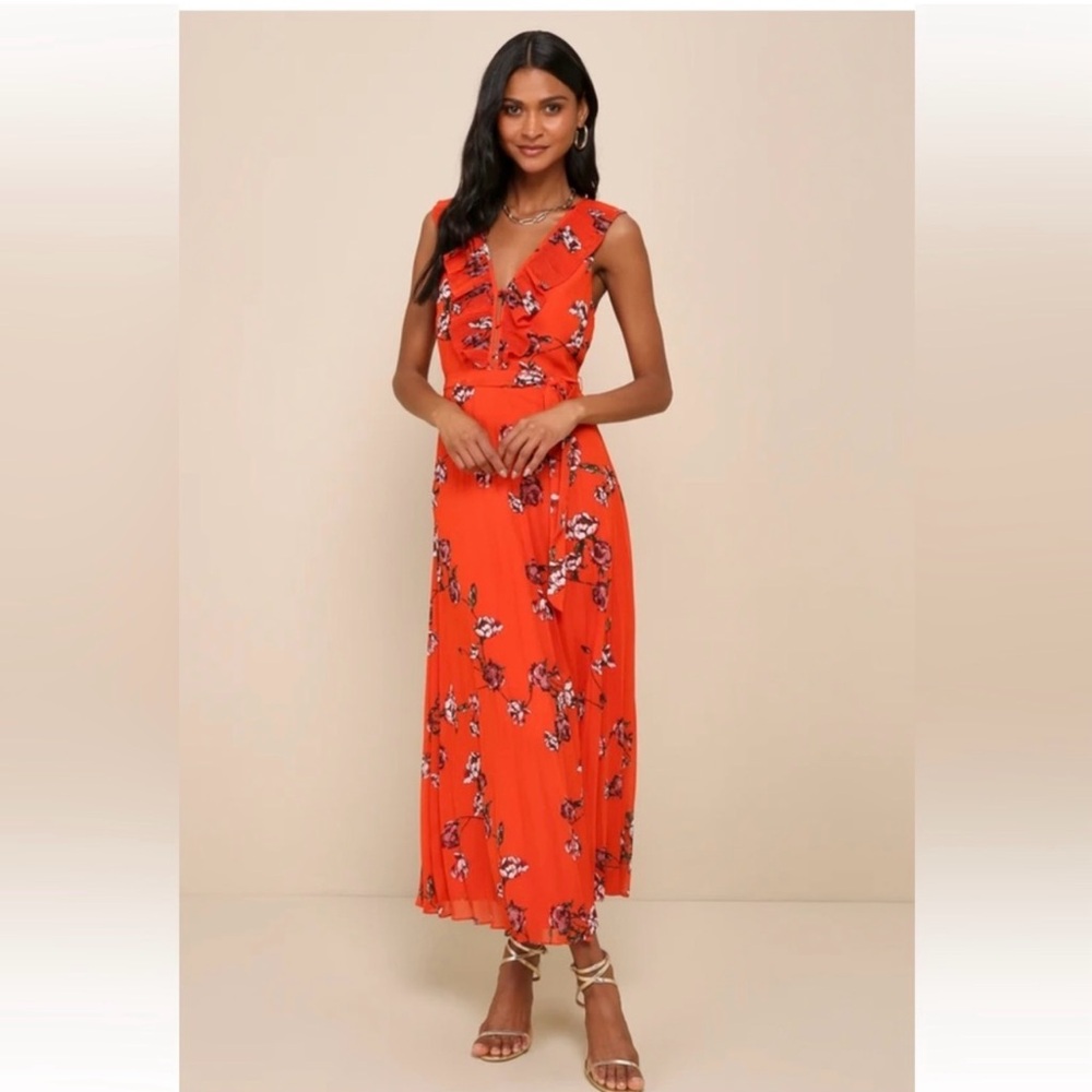 Lulu’s Loved by You Floral Orange Maxi Dress